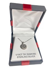 MSRP 125 1/10 CT TW Diamond Sterling Silver Necklace Pendant In Box Never Worn