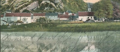 rar  Litho 4 Houx Belgien Le village et la Meuse Feld Postamt Stempel 1. Armee C