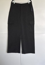 Tommy Hilfiger Women Cargo Pants Wide-leg Metallic Striped Dark Gray Size14 NWT