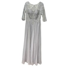 Elegant Gray Formal Gown Beaded Lace Evening Dress Mother of The Bride