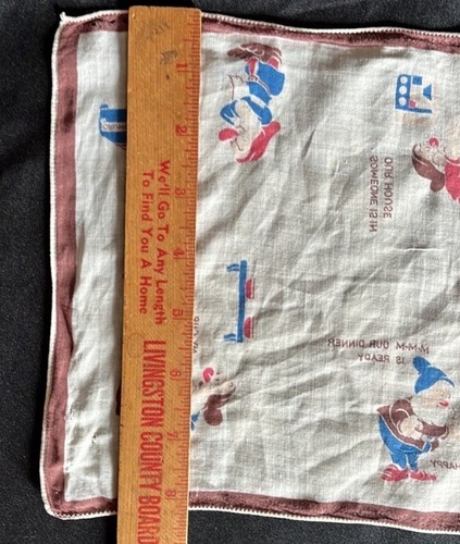 Vintage Walt Disney 7 NANI Hankie/Hanky~Bamishful~Happy~Doc~Grumpy~LEGGI - Foto 8 di 9