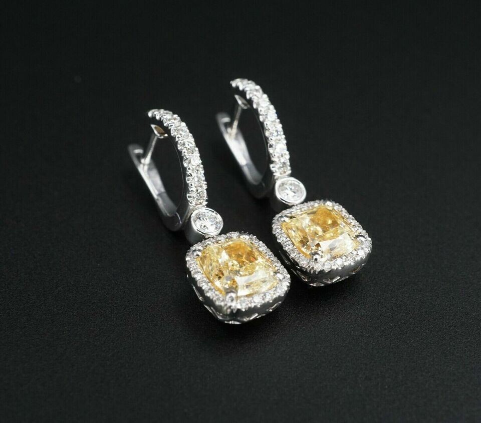 14K White Gold Plated 2Ct Lab Created Yellow Diamond Drop & Dangle