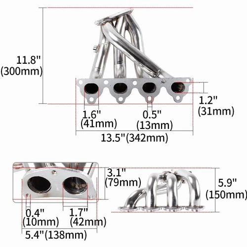 Stainless 4-2-1 Header For 1988-2000 Honda Civic D15 D16 D-Series 2 Piece Set - Bild 2 von 6