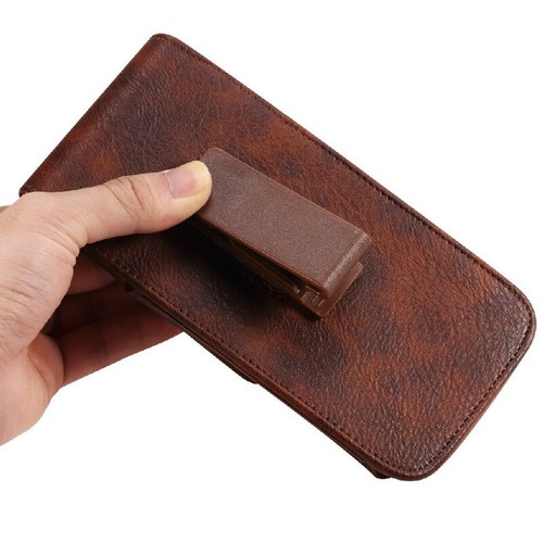 Universal Leder Schutzhülle für IPHONE Handy Etui Tasche Gürtel Taille Clip Gift - Afbeelding 1 van 14