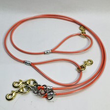 LOT OF 2 ORANGE CABLE LEAD LEASH SUPPLIES WORKING DOG 5' HEAVY DUTY CABLE