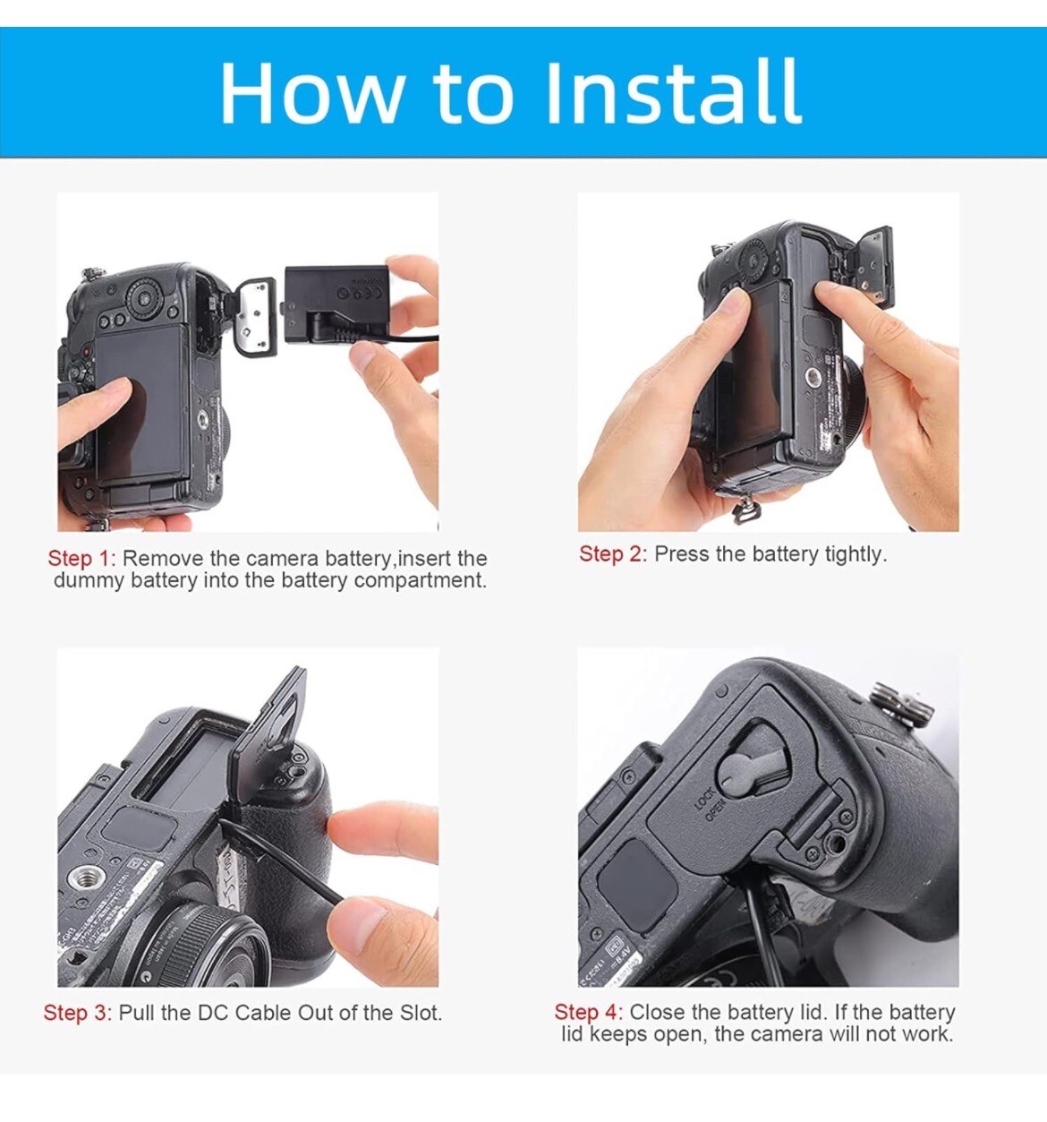 Power Adapter DRE8 DC Coupler LPE8 Dummy Battery Kit for Canon EOS Rebel eBay