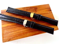 17mm Black Genuine Lizard Gold or Silver Deploy Buckle watchband strap IW SUISSE