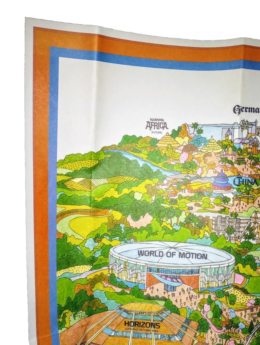 Vintage Epcot Center Walt Disney World Park Map Poster 1982
