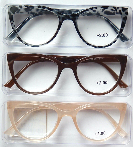 TAHARI 3-PACK PREMIUM READING GLASSES READERS +2.00 MULTI COLOR NEW - Picture 2 of 2