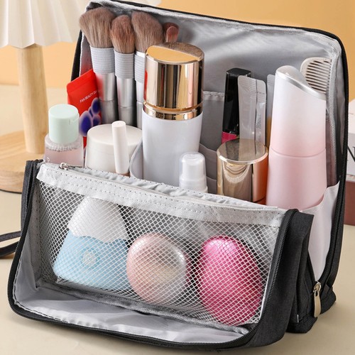 Standing Cosmetic Bag Organizer - Waterproof Travel Makeup Bag with Compartments - Picture 6 of 23