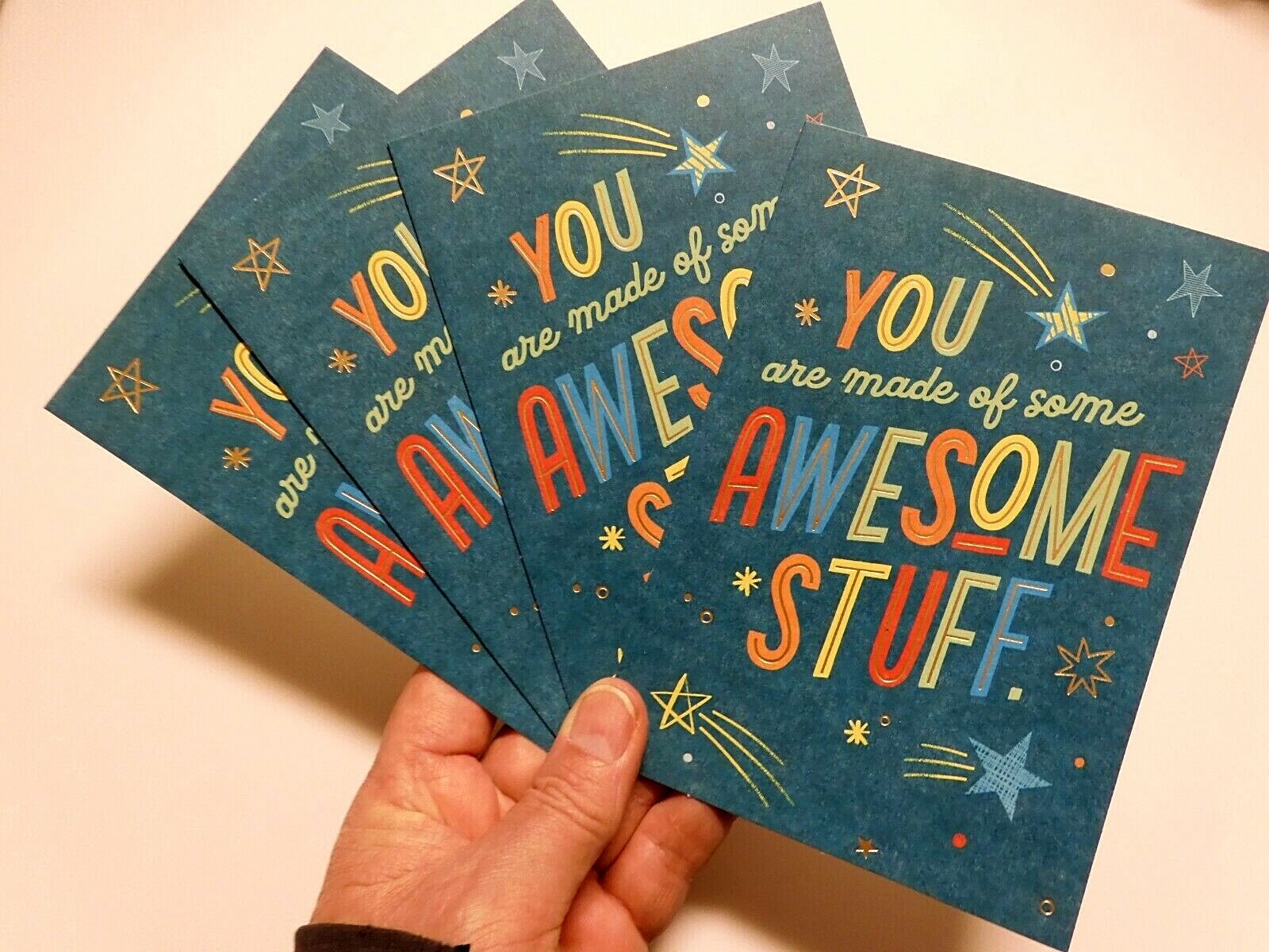 4 Cards Hallmark Heartline Encouragement You are made of some AWESOME STUFF eBay
