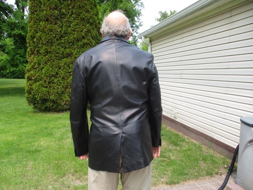 Mans black 3 button leather blazer jacket,sport coat size 46 or XL,Macys Alfani - Picture 2 of 2