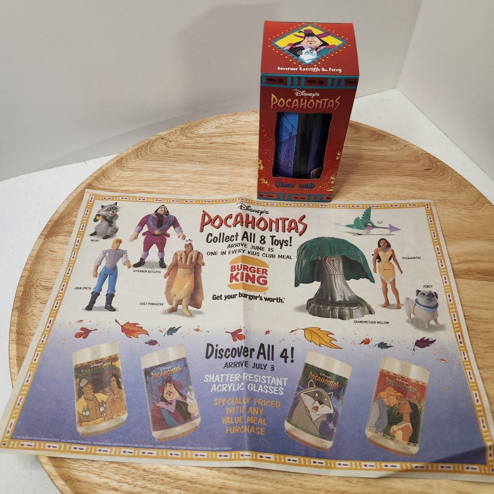 1995 Burger King Disney Pocahontas Collector Cup Placemat