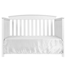 EHP 1 Piece Solid Satin Crib Skirt Dust Ruffle, Nursery Crib Toddler Bed Skirt