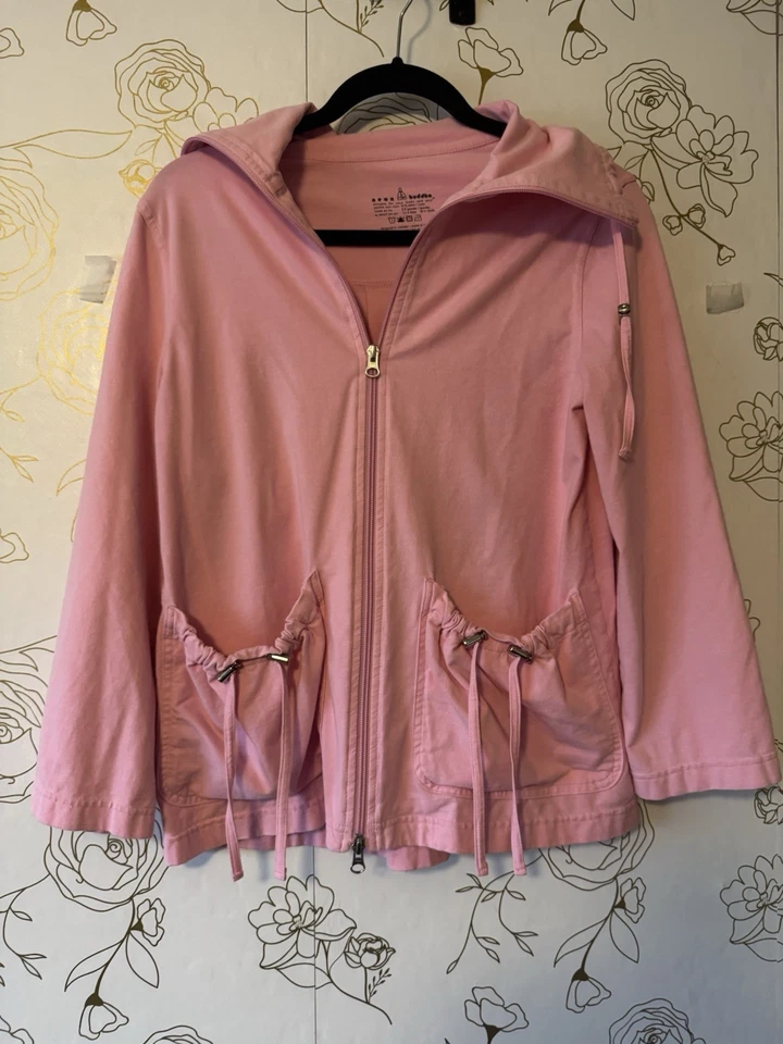 Moletom Neon Buddha tamanho XS zíper completo rosa pescoço simulado bolsos leves 075 - Imagem 2 de 4