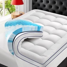 Premium Dual Layer 4 Inch Memory Foam Mattress Topper, 2 Inch Gel Memory Foam
