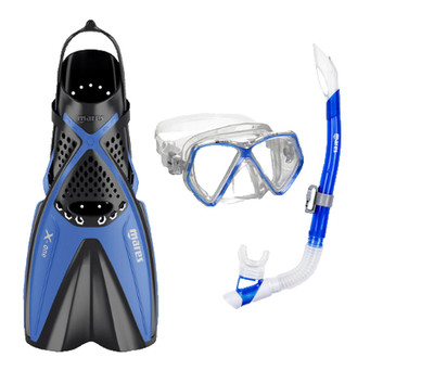 Mares XS Aquazone Zephir Jr Set Snorkel Mask Fins Carry Case  Extra Small New