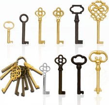 10PCS Old Vintage Antique Skeleton Keys Lot Cabinet Barrel Lock Retro Set