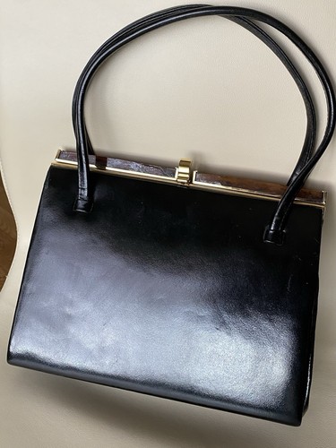 Vintage 1960s Genuine Leather Mod Vintage Kelly Bag Purse Made In England