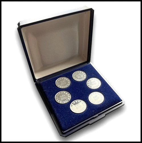 Box 6x ECU (Cents) Silver 925‰ 1987 “Sovereigns and Heads of State of the C.E.E“