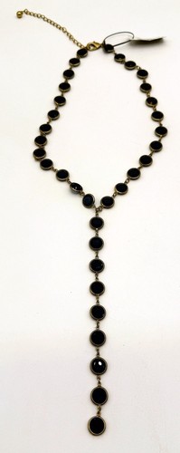 Collana Chico’s Pietra Vetro Blu Y-Drop Statement Tono Oro Cerchio Set Nuova con etichette - Foto 4 di 9