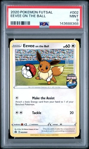 2020 POKEMON FUTSAL #002 EEVEE ON THE BALL PSA 9