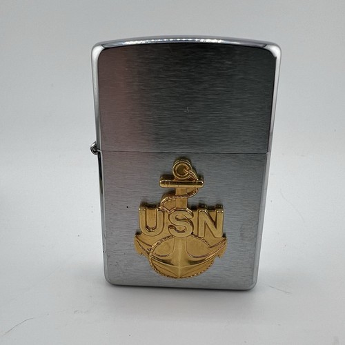 Rare 2003 Unfired Zippo Lighter Bradford Pa Usa Usn Us Navy Silver Tone - Picture 3 of 8