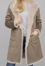 EVA LUTZ Kurzmantel Lammfell-Optik Länge ca. 92cm figurumspielend  