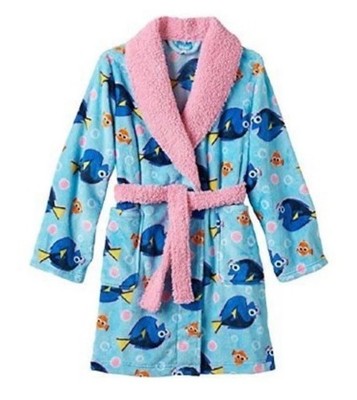 Disney Finding DORY Bath Robe Girl's size 8 Soft Plush Bathrobe Nemo 2304-DORY-8