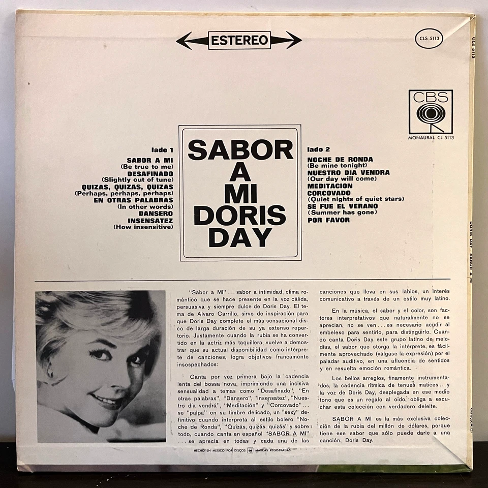 DORIS DAY - Sabor A Mi (1965 Mexico Pressing) - 12" Vinyl Record LP - VG - Image 2 of 3