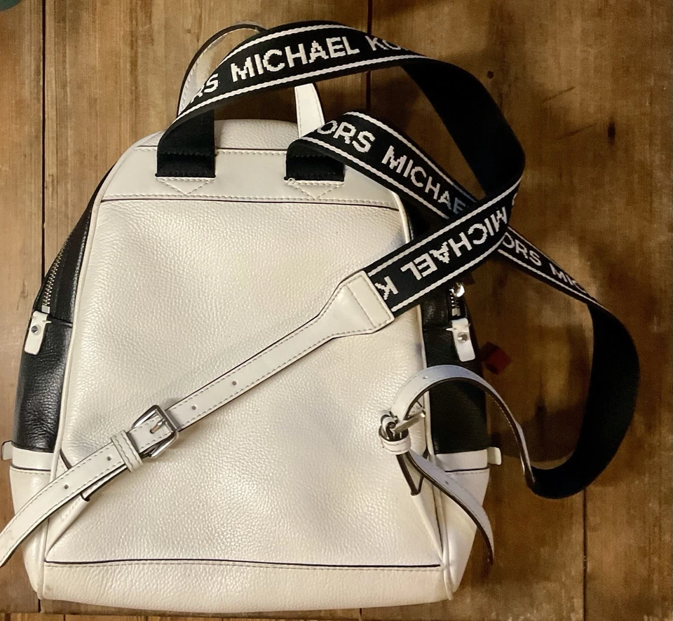 Michael Kors Mochila Mediana RHEA Bolso de Hombro Cartera Cuero Guijarro Blanco ¡BONITO! Foto 2 de 4