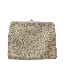Vintage 1950s Belgian Tambour Beaded Clutch - Mid-Century Hand-Beaded Bag