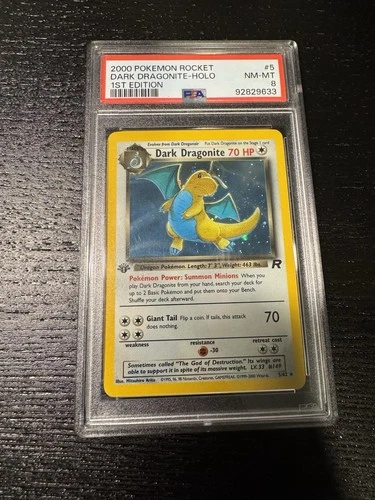 Dark Dragonite Pokémon Team Rocket 5/82 1st Edition Holo PSA 8