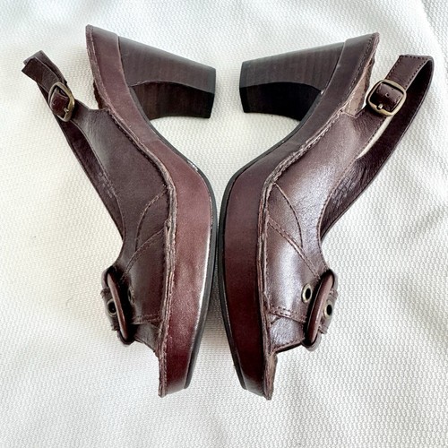 Zapatos de tacón Indigo by Clarks de cuero borgoña punta abierta honda trasera talla 5,5 82752 - Imagen 7 de 15