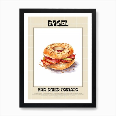 Sonnengetrocknete Tomaten Bagel 2 Kunstdruck gerahmt Wandbild Poster Leinwanddruck Bild