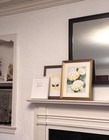 Hand painted Framed Matted Floral hydrangea Artwork White Green Yellow  Vertical — photo 5