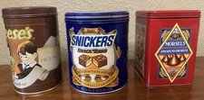 Vintage 1980’s Candy/ Cookies Tins Reeses Snickers Nestle Lot of 3