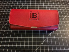Laura Biagiotti Red Leather Hard Glasses Case w/ Black Lining - Made In Italy