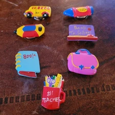 School Themed Vintage Button Covers Set Of 7 Circa 1980s-90s