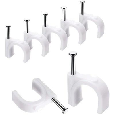 Kabelclips, 10 mm, 100 Stück, Nagelclips, stark, langlebig, weiß, rund, Kabel...