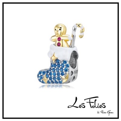 Charm Weihnachtsstrümpfe Omino Lebkuchen Anhänger 925 Silber - Les Folies