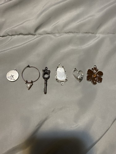 6- Boho Charms/pendant  Lot! Key, Triangle, Flower, Heart, Circle Thirty One.