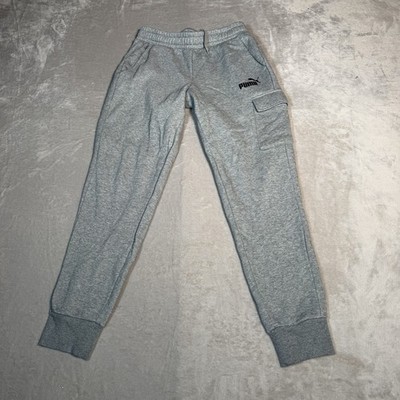 Puma Pants Mens Medium Gray Cargo Joggers Fleece Lined Cargo Pockets Casual
