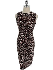 Calvin Klein Dress Size 4 Leopard Animal Print Sleeveless Sheath Womens Mob Wife