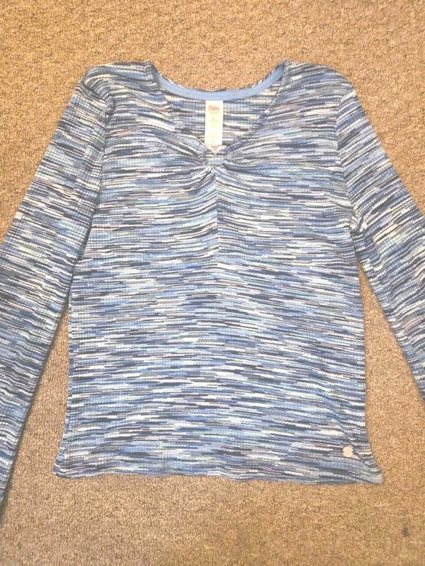 Girls Large 12/14 Justice Long Flaired  Sleeve Space Dye Blue