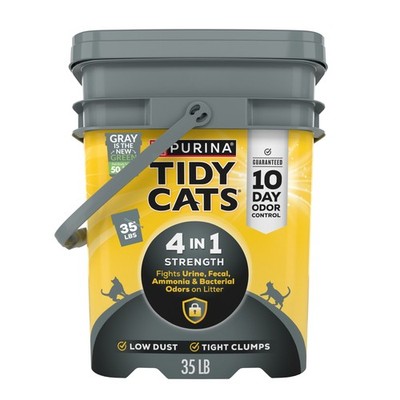 Tidy Cats 4-in-1 Clumping Cat Litter, Odor Control, Low Dust, 35 lb. Pail