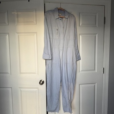 NWT Outerknown Sz S Women's SEA  Station Jumpsuit Pockets Linen Blend Light Blue