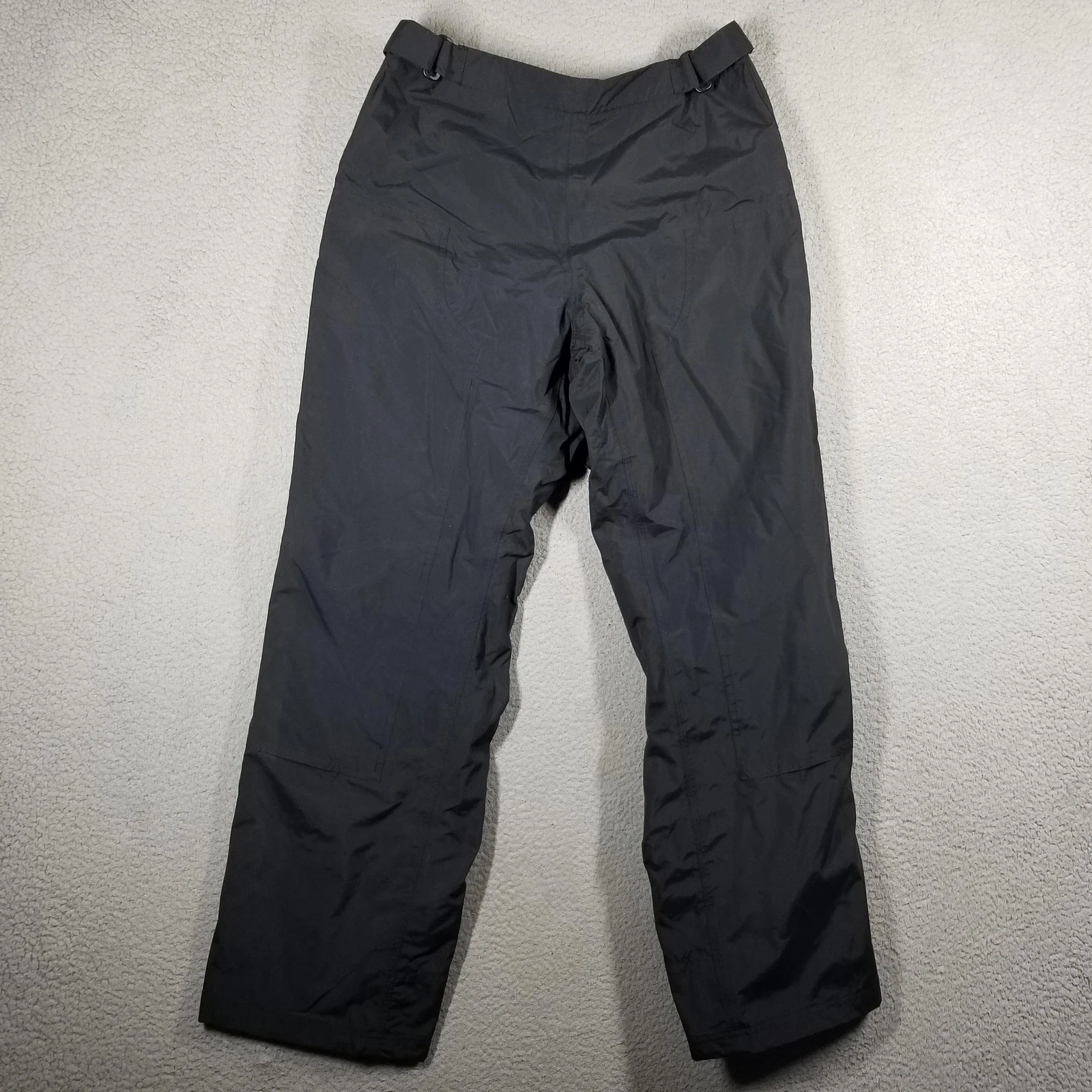 Carhartt Rain Pants Woman Large Black Nylon Lined Side Zip Adjustable Waist Work