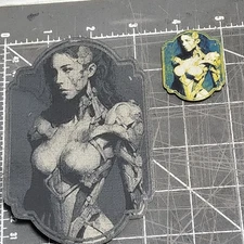 Set of 2 Lasered ai cyborg pinup girls digital print art fantasy scifi cyberpunk