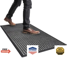 Heavy Duty Rubber Kitchen Drainage Mat 36x60 Anti-Fatigue Non-Slip Commercial